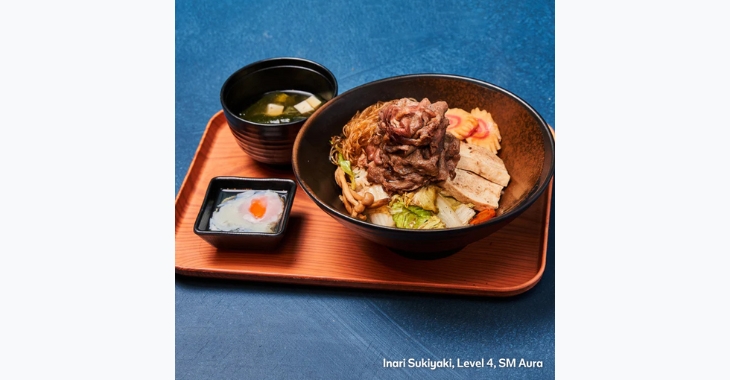 Top Picks for Dining and Shopping at SM Aura & SM Podium: Sukiyaki Bowl Set with marinated beef, rice, miso soup, and a soft-boiled egg from Inari Sukiyaki at Level 4, SM Aura | SM Supermalls