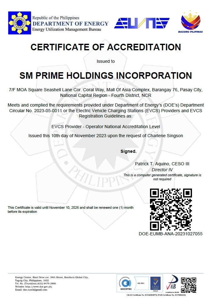 DOE Accreditation Certificate